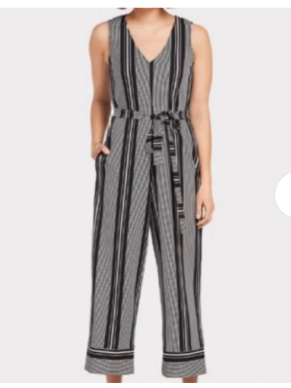 Sunday in Brooklyn Striped Black & White Sleeveless Jumpsuit